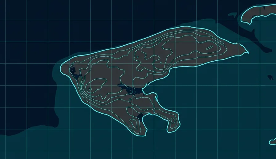 Borkum als Konturlinien-Karte, Cyan-Linien auf Schiefer