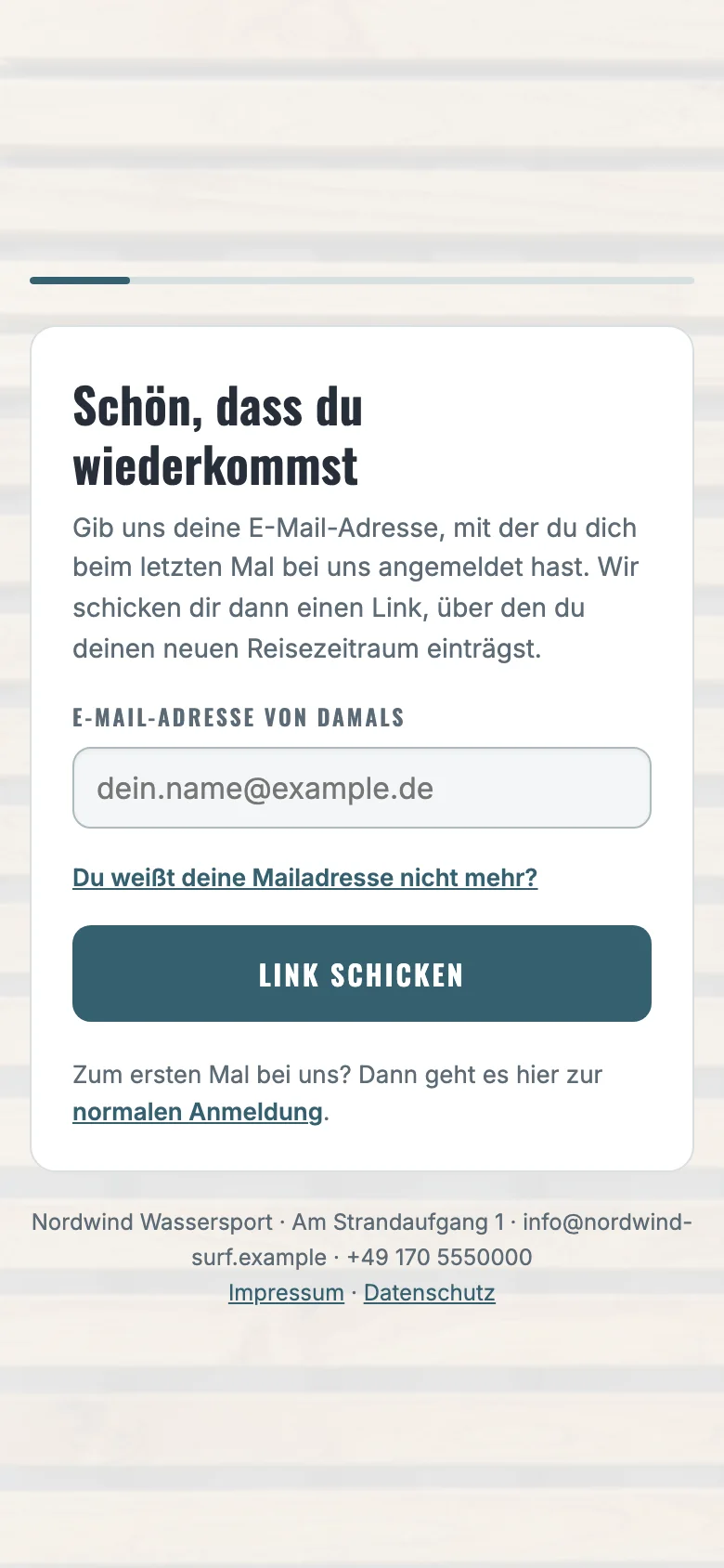 Wiederanmeldung auf dem Handy: Mailadresse eingeben, Link erhalten